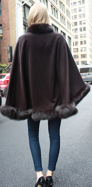 Brown Cape with Fox Fur Trim