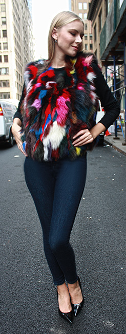 Multi Colored Fox Fur Vest