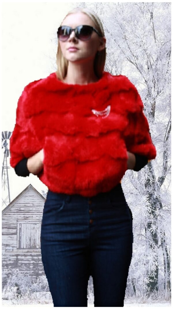 red rabbit fur caplet