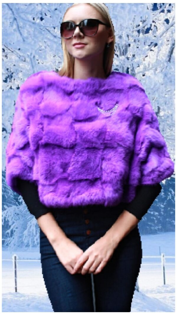 purple rabbit fur caplet