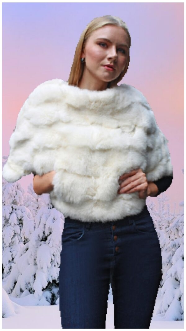 white rabbit fur caplet