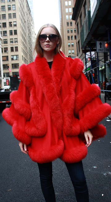 Red Cashmere Fox Fur Cape