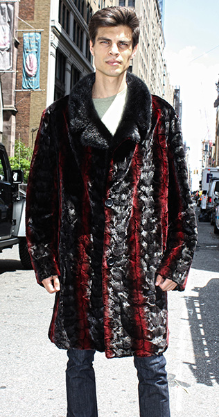 Sculptured Burgundy Ranch Mink Fur Coat