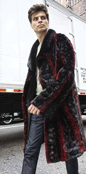 Sculptured Burgundy Ranch Mink Fur Coat