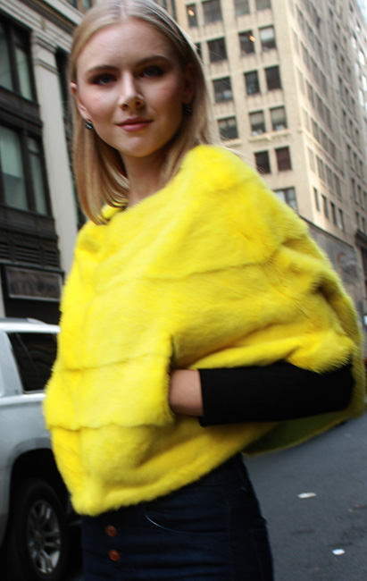 Yellow Rabbit Fur Capelet