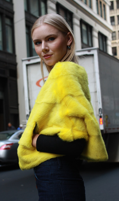 Yellow Rabbit Fur Capelet