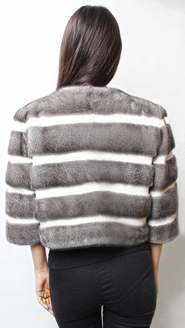 Blue Iris Mink Fur and White Mink Fur Cape