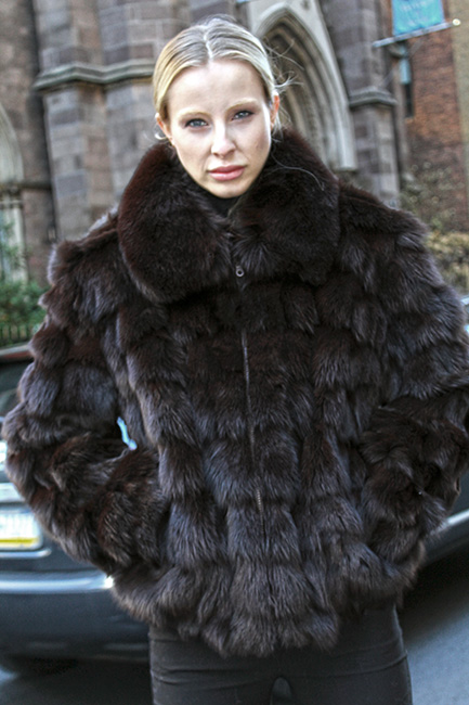 Brown Fox Fur Bomber Jacket