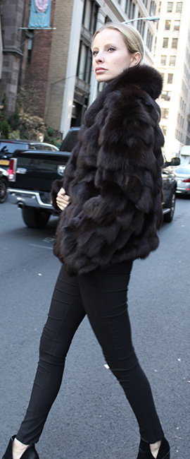 Brown Fox Fur Bomber Jacket