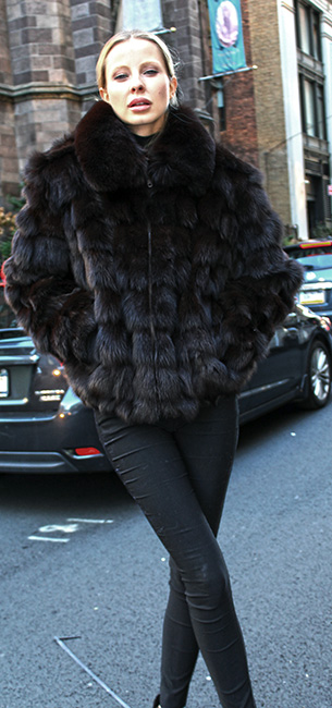 Brown Fox Fur Bomber Jacket