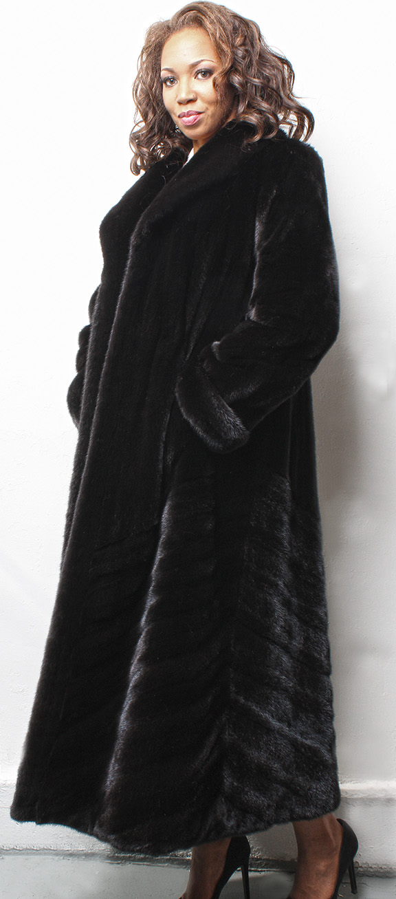 BLACK GLAMA MINK FUR COAT