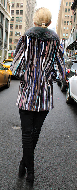 Multi Colored Mink Fur Fox Fur Jacket