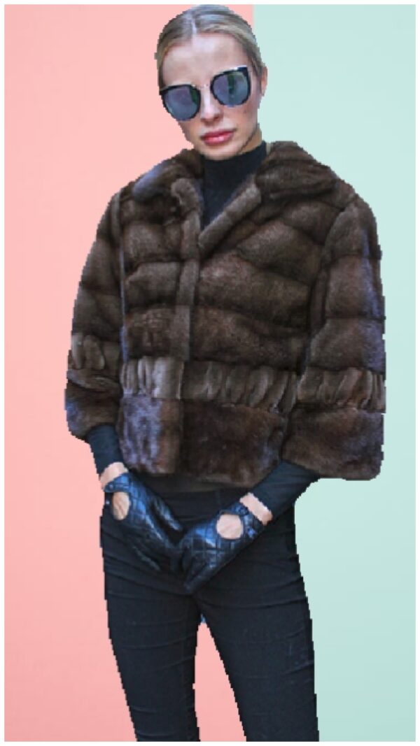 Demi Mink Fur Jacket with Sheared Mink Fur Trim 2075