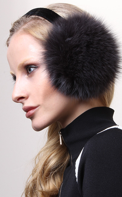 Blue Print Blue Fox Fur Ear Muffs