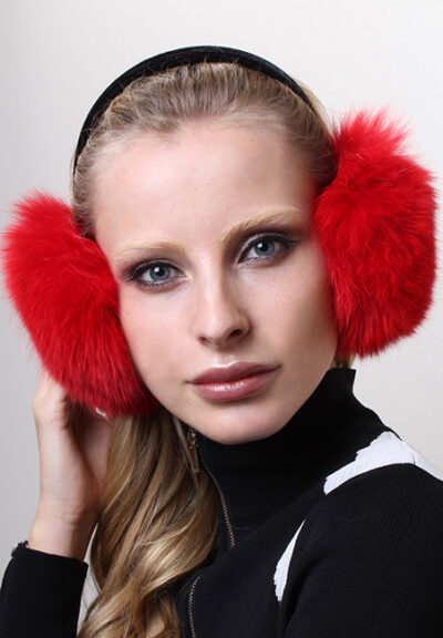 Bright Red Fox Fur Ear Muffs