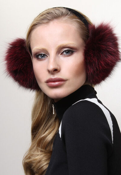 Dark Red Fox Fur Ear Muffs