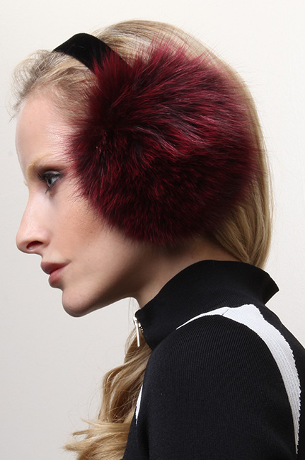 Dark Red Fox Fur Ear Muffs