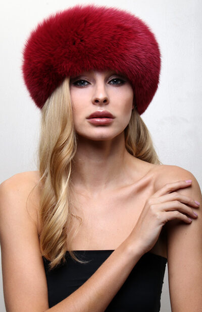 Dark Red Fox Fur Headband