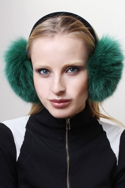 Green Fox Fur Ear Muffs