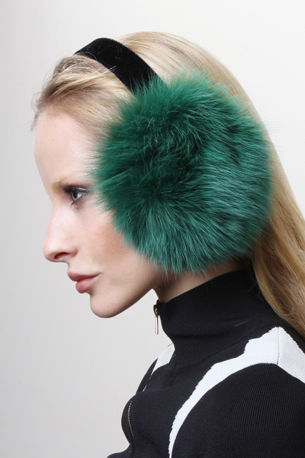 Green Fox Fur Ear Muffs