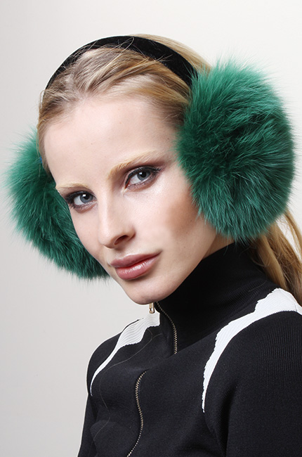 Green Fox Fur Ear Muffs