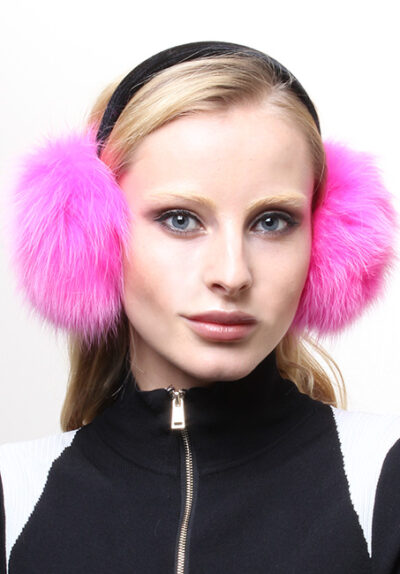 Hot Pink Fox Fur Ear Muffs