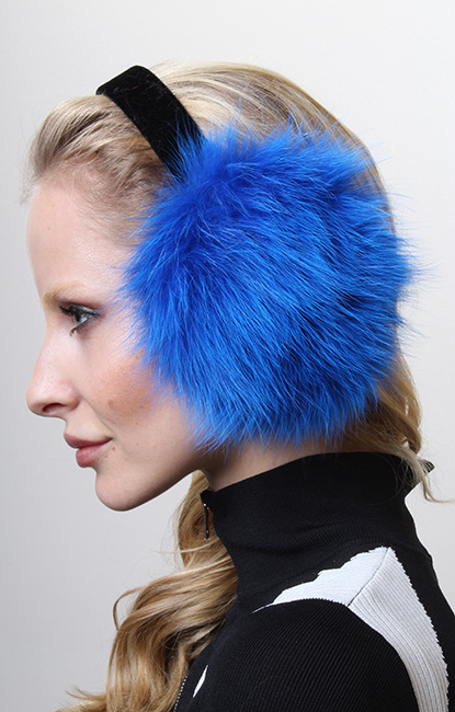 Royal Blue Fox Fur Ear Muffs