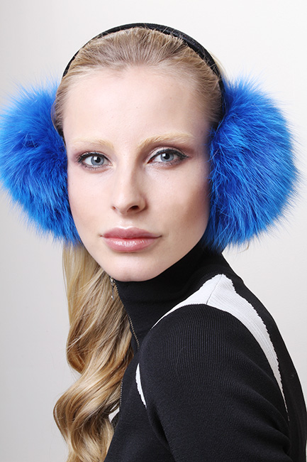 Royal Blue Fox Fur Ear Muffs