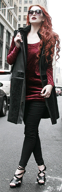 Black Four Toned Nappa Shearling and Suede Vest