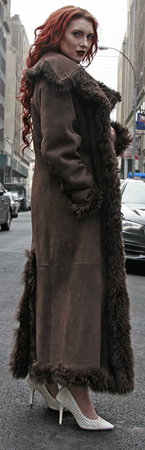 Brown Reversible Shearling Coat