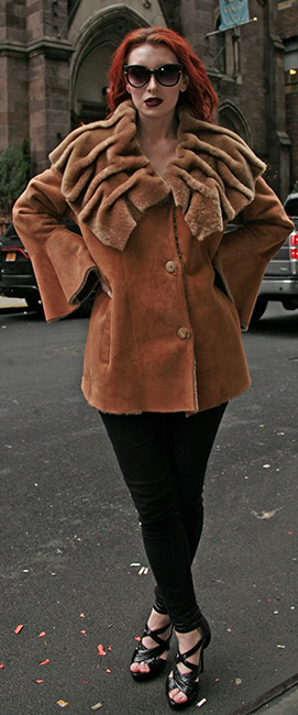 Tan Shearling Jacket Sharpei Collar