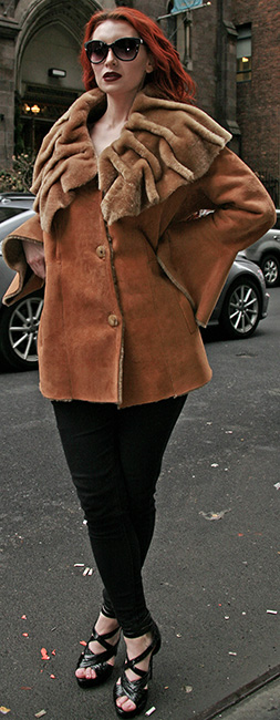 Tan Shearling Jacket Sharpei Collar