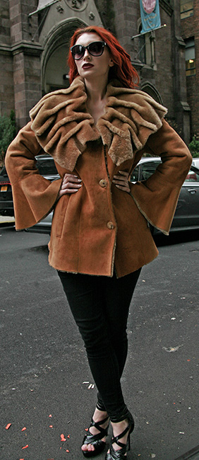 Tan Shearling Jacket Sharpei Collar