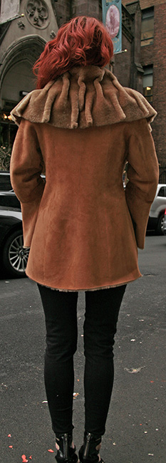 Tan Shearling Jacket Sharpei Collar