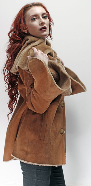 Tan Shearling Jacket Sharpei Collar