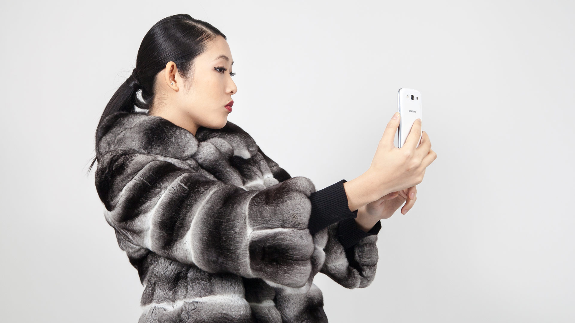 Chinchilla Fur Jacket with Bell Sleeves Marc Kaufman Furs 