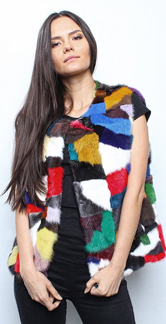 Multi Colored Mink Fur Vest