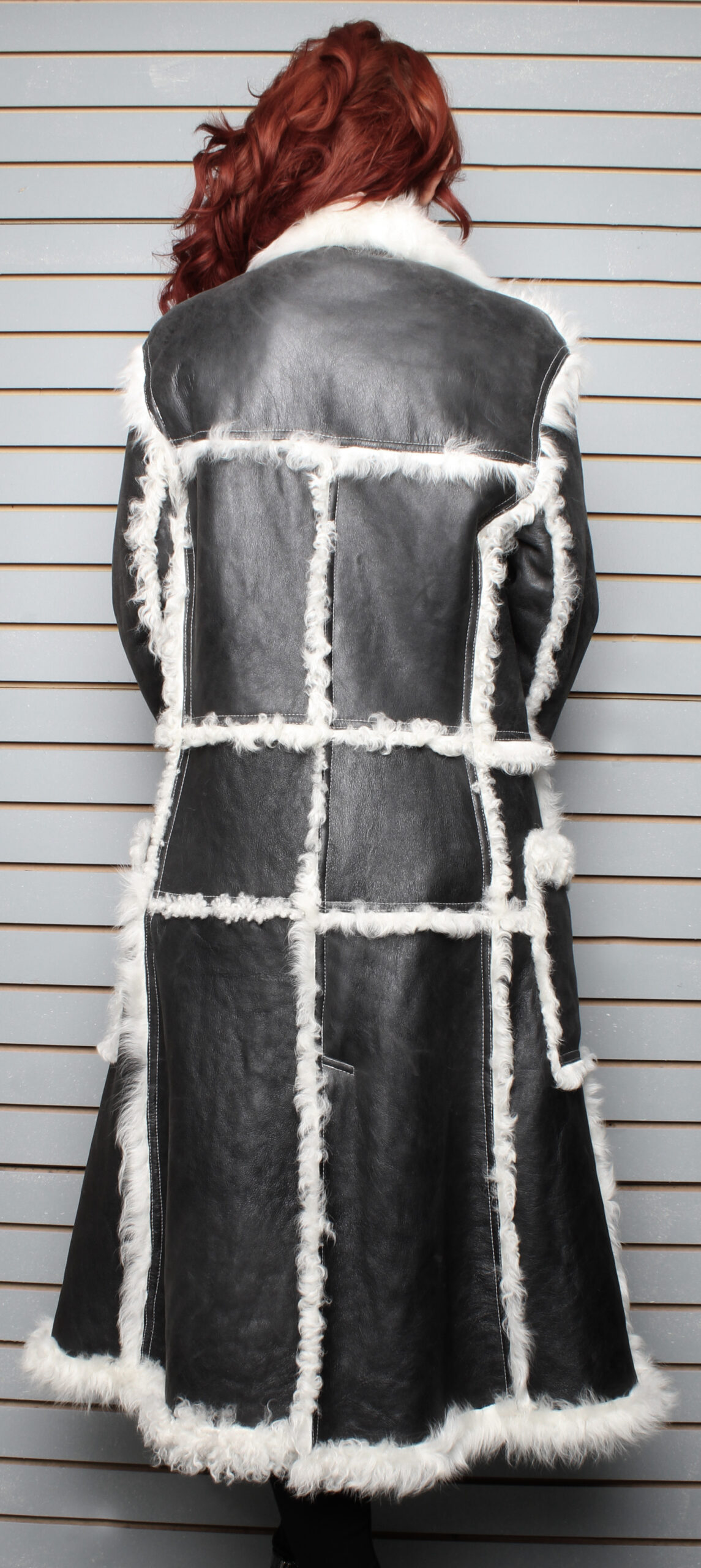 Black and White Shearling Coat