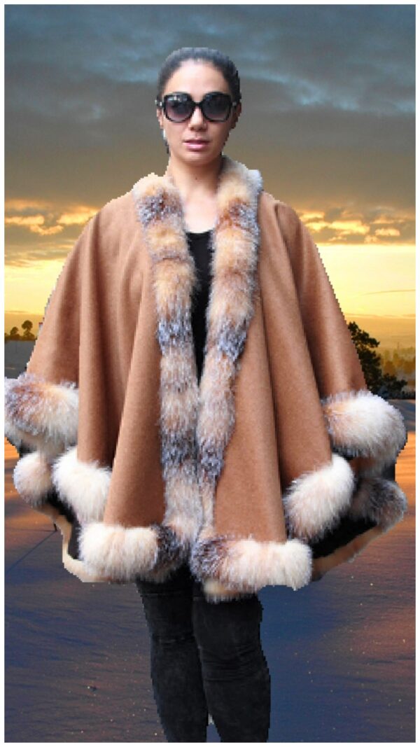 plus size camel cashmere cape