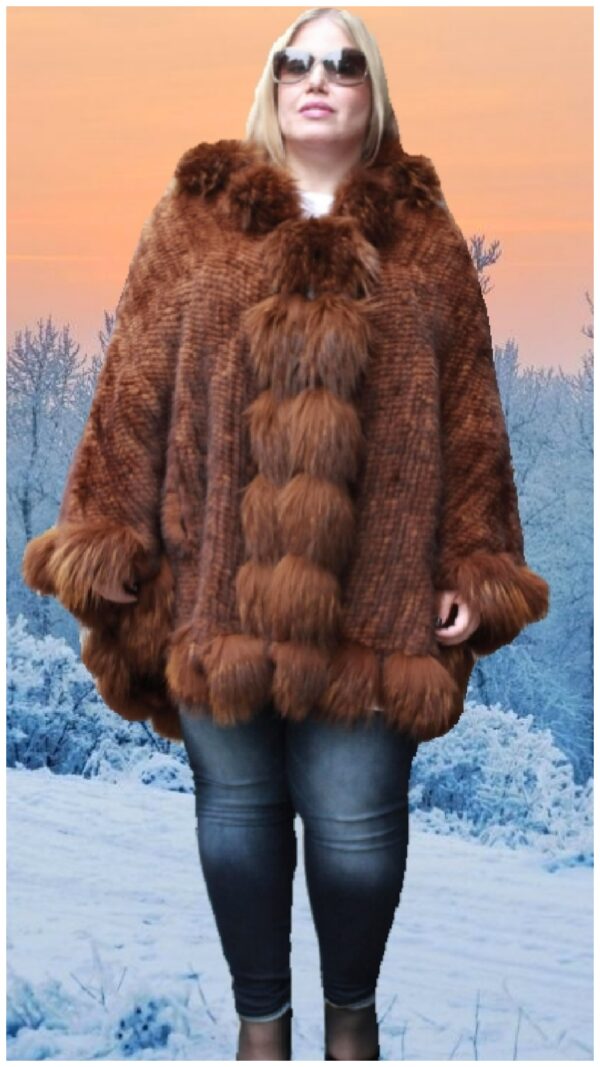 whiskey poncho fox fur trim