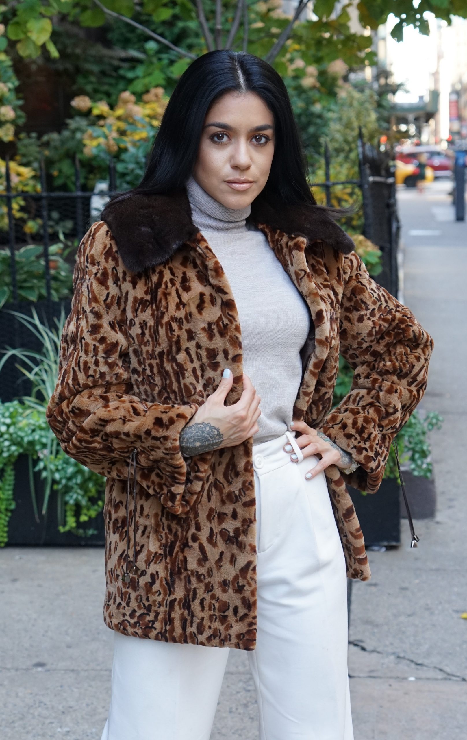 Leopard mink fur jackets