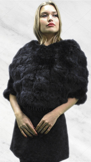 Black Rex Rabbit Fur Capelet