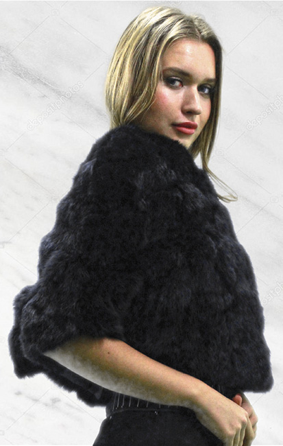 Black Rex Rabbit Fur Capelet