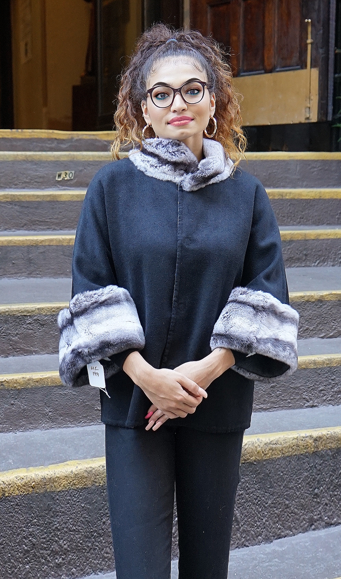 Cashmere Wool Cape Rex Rabbit Cuffs & Collar