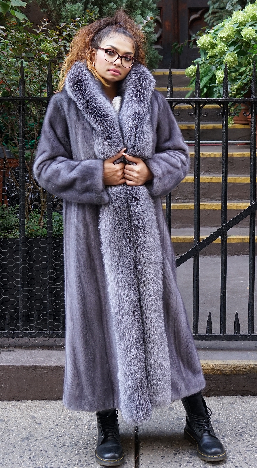 Blue iris mink fur coat