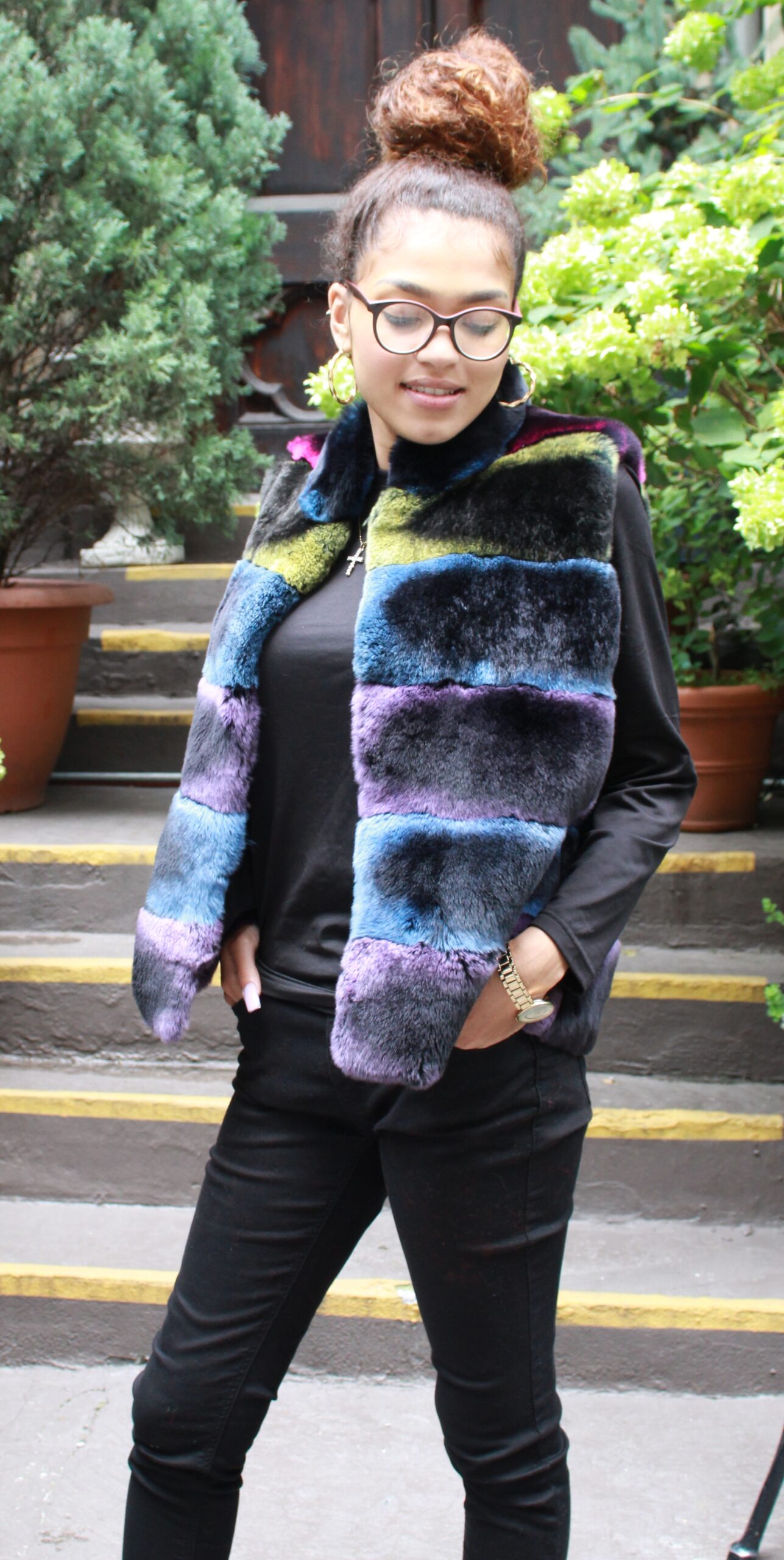 Multi Color Rex Rabbit Fur Vest