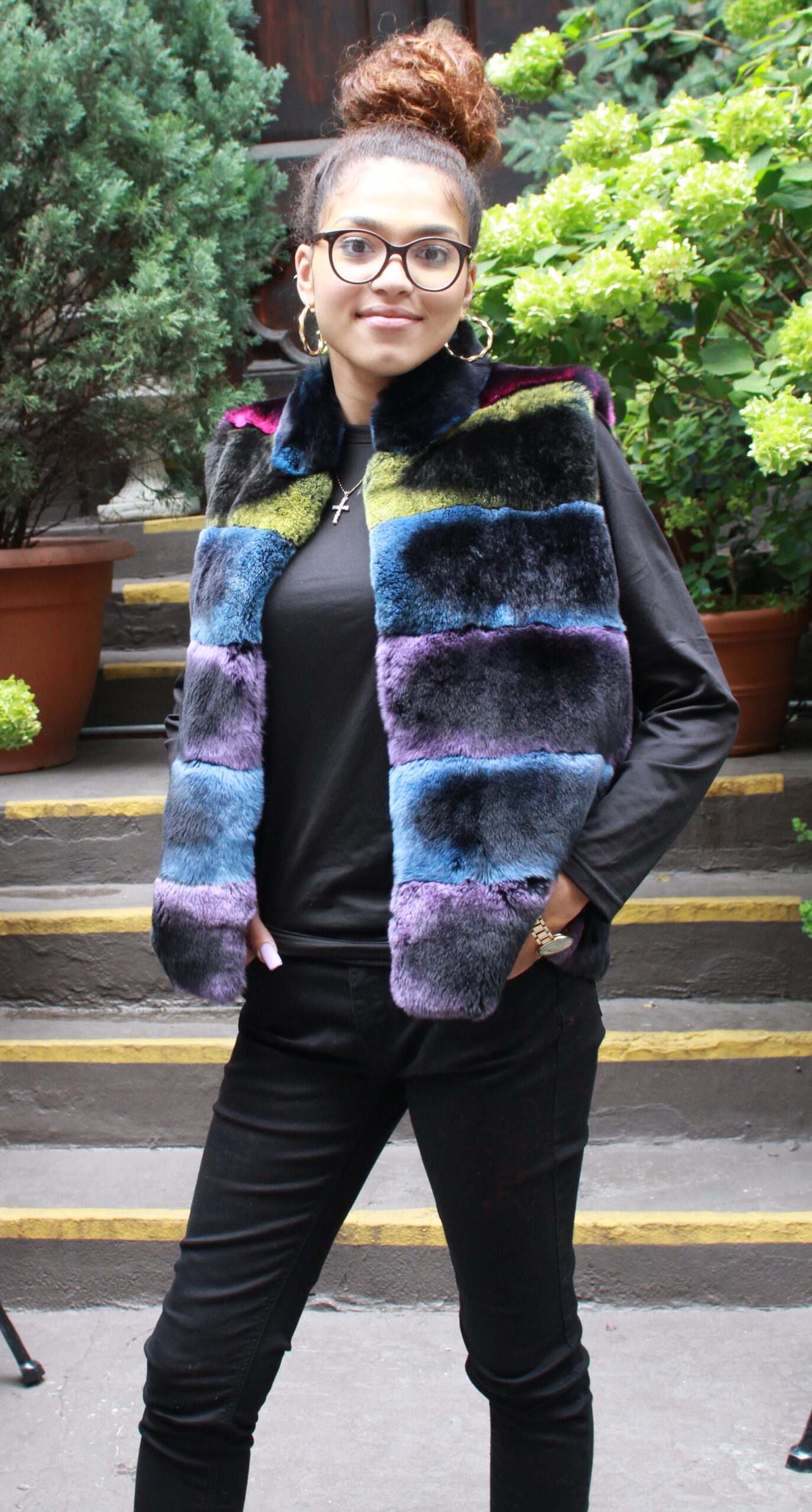 Multi Color Rex Rabbit Fur Vest