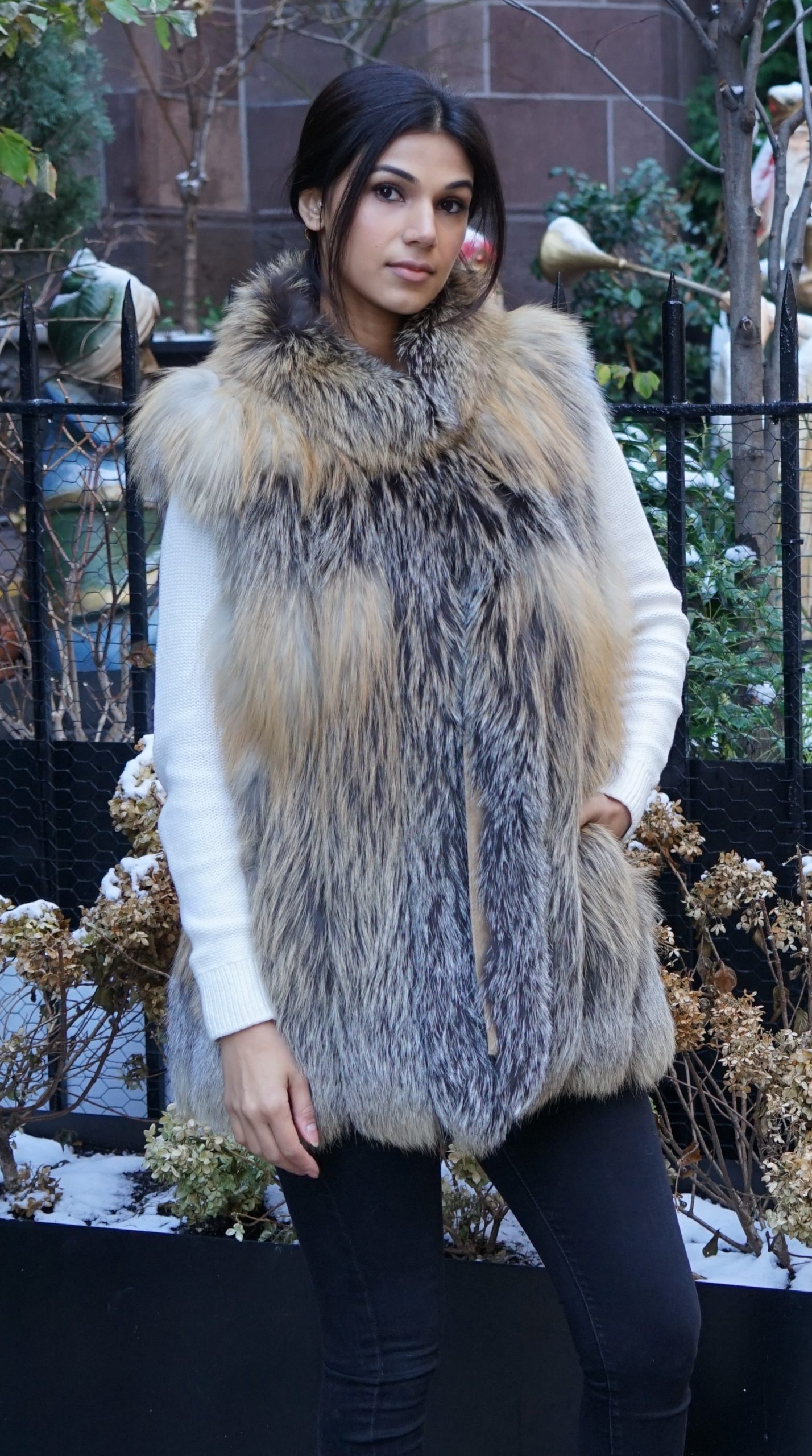 Cross Fox Fur Vest