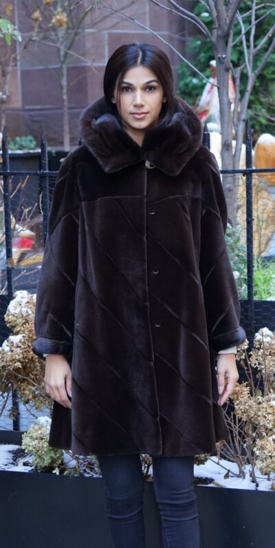 Brown Sheared Mink Stroller Hood