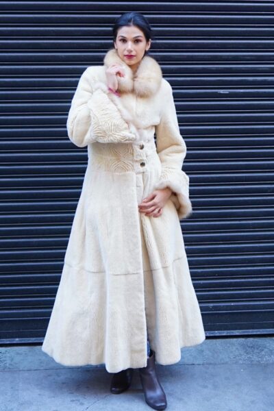 Camel Sheared Mink Coat Stone Martin Collar